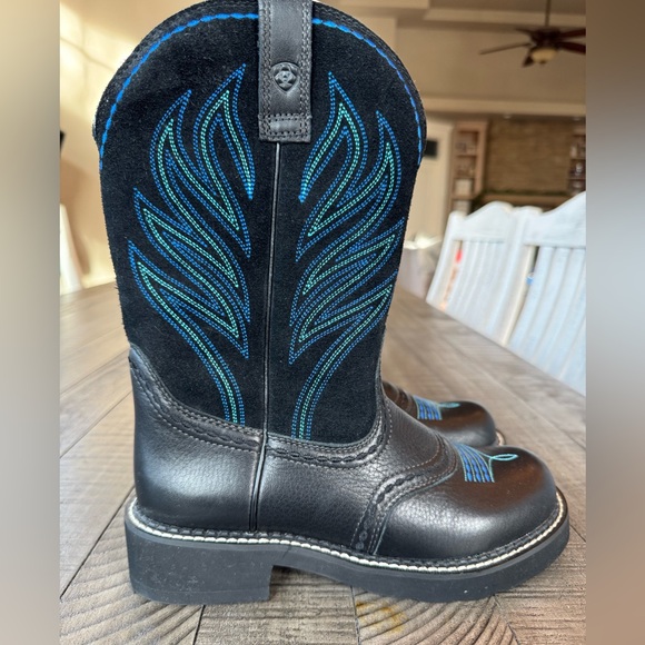 Ariat Fatbaby Blue Black Leather Western Cowboy Boot Women’s Size 8B (NWOT) - Picture 5 of 15